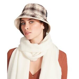 Steve Madden Women's Reversible Plaid, Faux Leather Bucket Hat